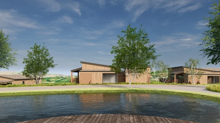 Mockup view of a house from across the pond